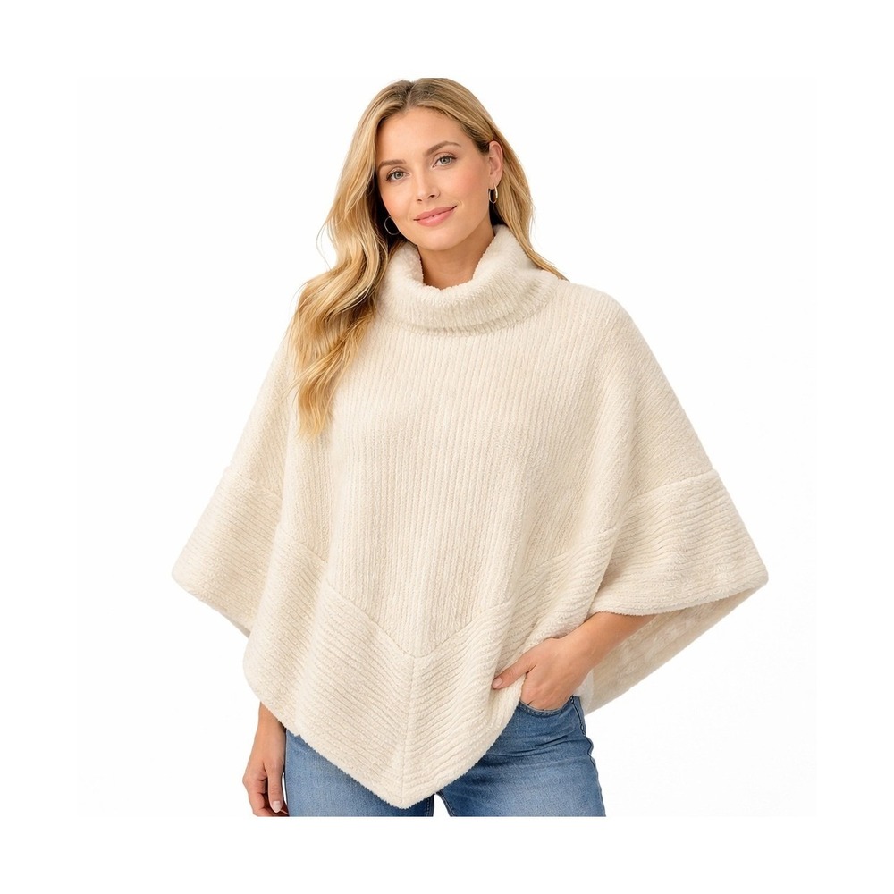 Marc New York Andrew Marc Faux Fur Poncho Cape Size L/XL Ivory NWT StyleM1MJF061